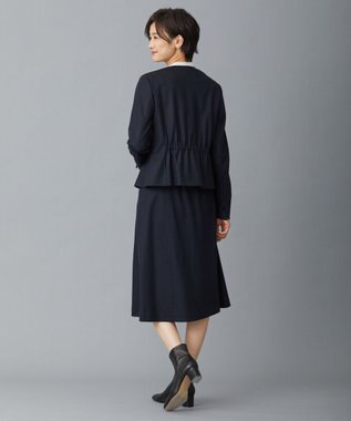 J.PRESS LADIES アクアレジェンドウールジャージー ノーカラー ジャケット ネイビー系