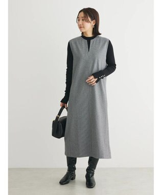 Green Parks 柄圧縮ポンチキーネックジャンスカ Black