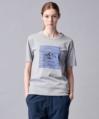 JOSEPH ABBOUD MOUNTAIN 【ゆったり】プレーティング天竺 リーフプリントアウトドア Tシャツ