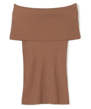 BEIGE， 【洗える】BRERA / オフショルダーストレッチリブニット Brown