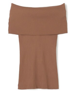 BEIGE， 【洗える】BRERA / オフショルダーストレッチリブニット Brown