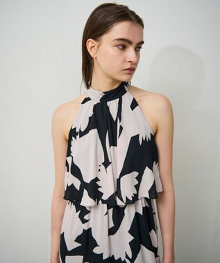 GRACE CONTINENTAL キカプリントホルタードレス ブラック