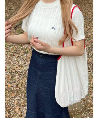 Green Parks ケーブル半袖ニット Off White