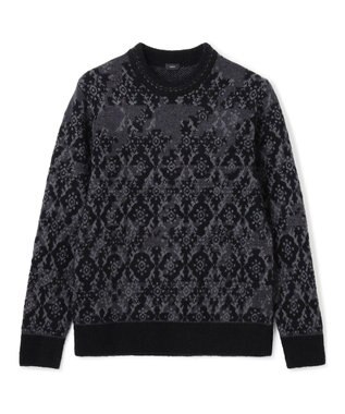 JOSEPH HOMME オーナメントブークレ　クルーネックニット ブラック系