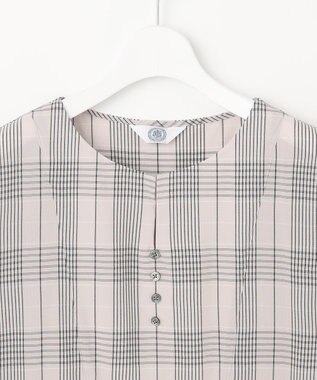 J.PRESS LADIES 【洗える】ドライタッチドビーチェック ブラウス ライトグレー系3
