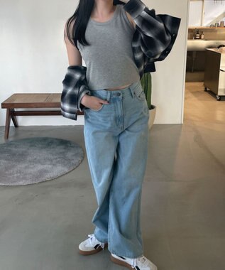 WEGO 【カップ付きインナー/SMサイズ展開】なちゅ盛れカップインアメスリタンク 杢グレー