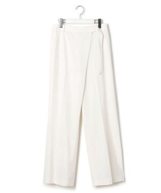 23区 L 【洗える】ポリエステルレーヨン ラップディテール パンツ アイボリー系