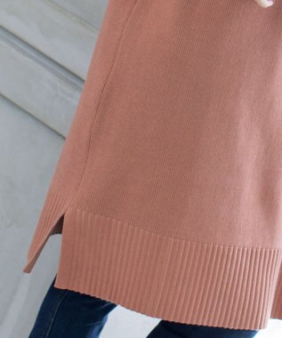 Tiaclasse 【洗える】華のあるニットタートルワンピース オレンジ