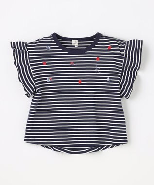 組曲 KIDS 【110-140㎝】 フルーティーボーダーTシャツ ネイビー