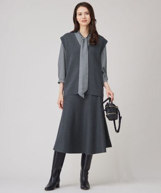 自由区 【洗える】ジオメトリックハートプリント ブラウス アクア系