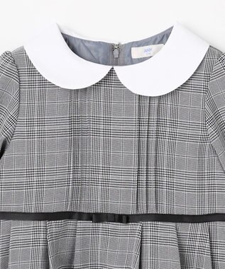 ANY KIDS 襟付き リボン 長袖ワンピース グレンチェック