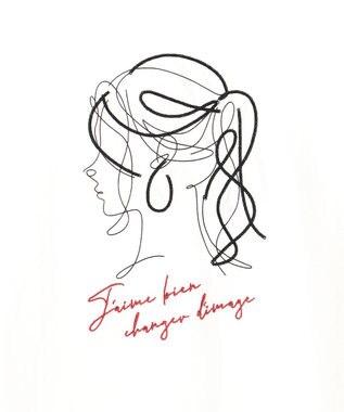 ANY SIS L 線画×刺繍ロゴ Tシャツ オフ×ガール