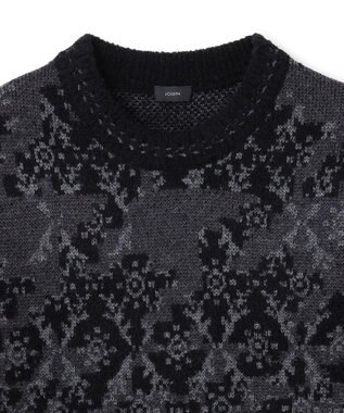 JOSEPH HOMME オーナメントブークレ　クルーネックニット ブラック系
