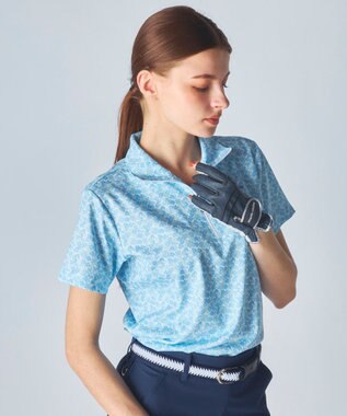 FILA GOLF／marie claire 【marie claire SPORT】小花柄ハーフジップ半袖シャツ ブルー