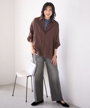 ANY L 【洗濯機可】シアーシャツ ブラウン