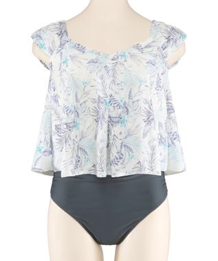 San-ai Resort（三愛水着楽園） プリントワンピ見えビキニ　9M・11L　【San-ai Resort（サンアイリゾート）】 ブルー