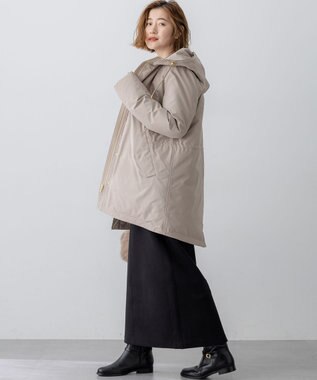 23区 L 【一部店舗限定/滝沢眞規子さん着用/撥水加工】ミリタリー フーデット ダウンコート ベージュ系