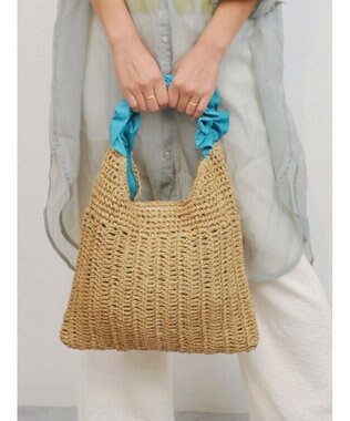 UNBILLION cachecache フリルワンハンドルペーパー手編みトート ブルー