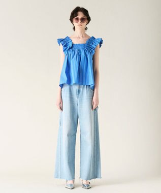 GRACE CONTINENTAL ショルダーフリルトップ ブルー