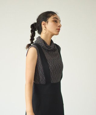 #Newans タートルネックレースブラウス グレー