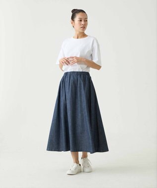 caqu gather skirt ゆったりシルエットデニムスカート rinse