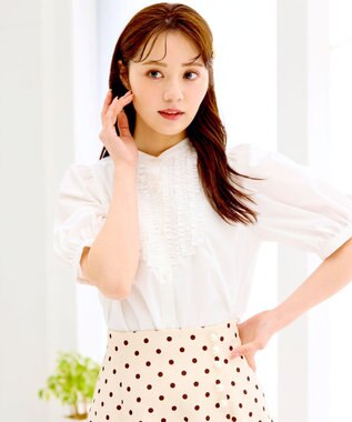 フリルディテール パフスリーブ ブラウス