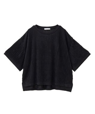 Green Parks ５分袖フリルカットプルオーバー Black