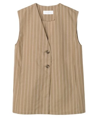 Green Parks 綿麻混シングルミディ丈ベスト Black