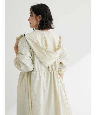 Green Parks フーデットロングコート Ecru