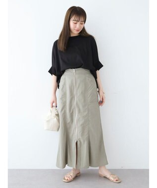 Green Parks 冷っとすずやか　ドルマンカット５分袖プルオーバー Black