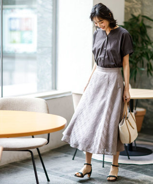 ANY SIS L 【美ライン大人T】裾タックゆる プルオーバー スレート