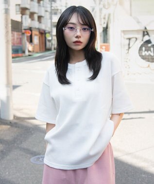 WEGO 【ユニセックス着用ITEM/MLサイズ展開】ワッフルヘンリーネックT（SS） ホワイト
