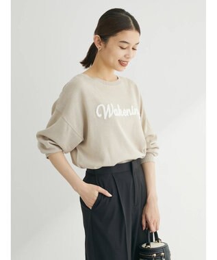 Green Parks さがら刺繍入りニットプルオーバー Beige