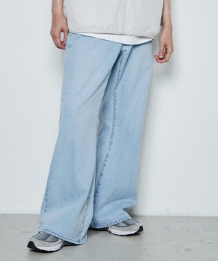 WEGO ルーズフィットフレアパンツ デニム淡色
