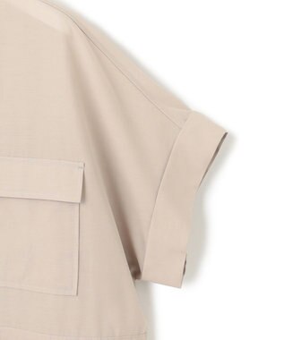 23区 【洗える】ライトシアーマットクロス ミリタリーディティール シャツ ベージュ系