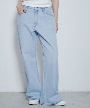 WEGO ルーズフィットフレアパンツ デニム淡色