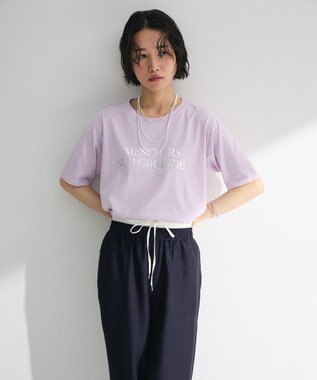 Green Parks 箔プリントフェミニンロゴＴシャツ Purple