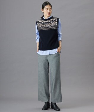 J.PRESS LADIES 【洗える】PINオックス ボタンダウン シャツ ブルー系