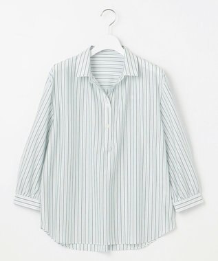 J.PRESS LADIES 【イージーケア】STRIPE JERSEY シャツ衿 カットソー ホワイト系1