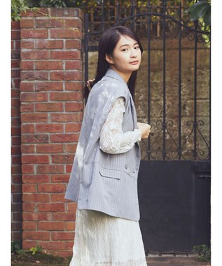 earth music&ecology ピンストライプジレ Stripe Light Gray