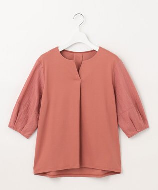 J.PRESS LADIES 【WEB限定カラーあり・接触冷感・UVケア】 スムースジャージー キーネック カットソー ピンク系