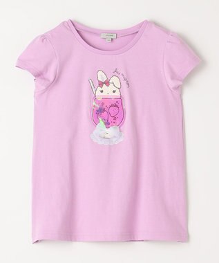 ANY KIDS シャラシャラ ビーズ入り Tシャツ ライラック×ウサギ