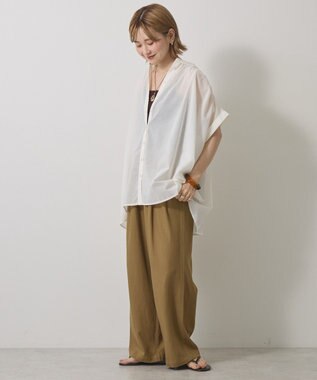 AMERICAN HOLIC イージーケア 接触冷感フレンチスリーブギャザーシャツ Ivory