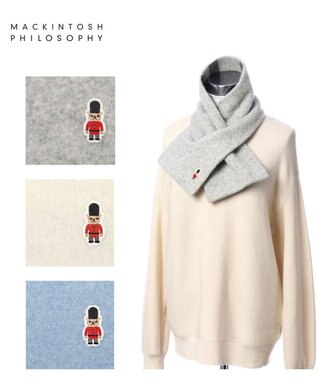 MOONBAT MACKINTOSH PHILOSOPHY 【日本製】バッキンガムベア付きウール100%縮絨プチマフラー グレー