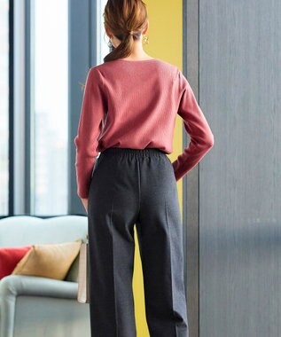 Tiaclasse 【GOLD LABEL・洗える】カシミヤタッチワイドパンツ チャコール