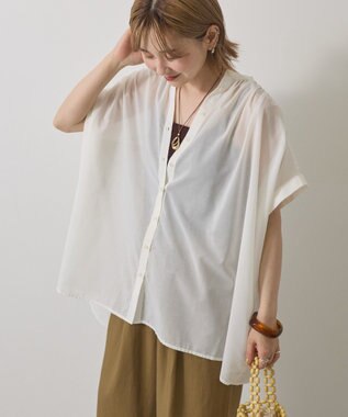 AMERICAN HOLIC イージーケア 接触冷感フレンチスリーブギャザーシャツ Ivory