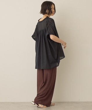 AMERICAN HOLIC イージーケア 接触冷感フレンチスリーブギャザーシャツ Black