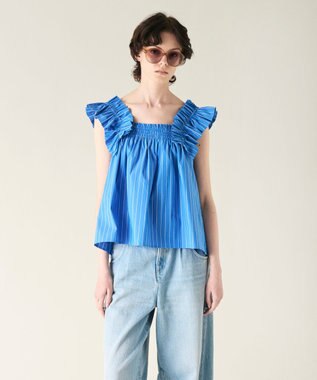 GRACE CONTINENTAL ショルダーフリルトップ ブルー