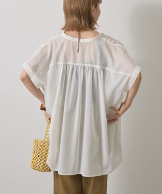 AMERICAN HOLIC イージーケア 接触冷感フレンチスリーブギャザーシャツ Ivory