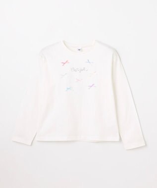 ANY KIDS 【綿100%】リボンアソート 長袖Tシャツ オフホワイト